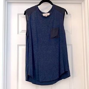 COPY - LOFT Mixed Media Pocket Tank in Blue
